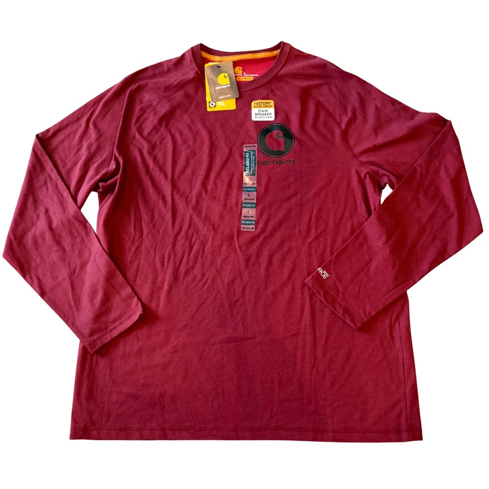 Carhartt Force Long Sleeve Shirt Mens L Red NWT Relaxed Fit Graphic T 103306 603
